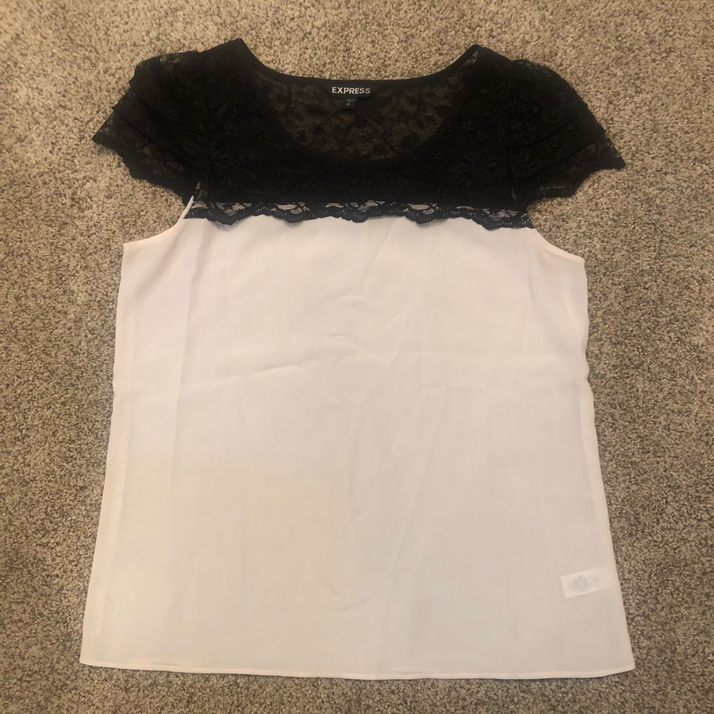 Express Cream and Black Lace Top Size Small